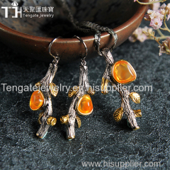 Fashion opal gemstone jewelry set TG-OPA-PE-1706/TG-OPA-ER-1712