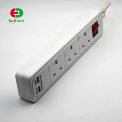 3 Outlet Power Strip Surge Protector 3 Ft Cord With 2 USB Charger Port