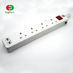USB power strip 4 outlet switch on off with 2 USB power outlet