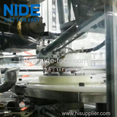 Four station with conveyor type automatic stator coil lacing machine