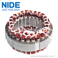 Four station with conveyor type automatic stator coil lacing machine