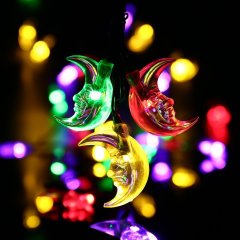 20 LED Moon Shaped String Lights Two Lighting Mode and Solar Energy for House Party Festival Decor(Multicolor)