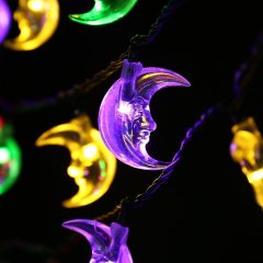 20 LED Moon Shaped String Lights Two Lighting Mode and Solar Energy for House Party Festival Decor(Multicolor)