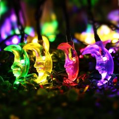 20 LED Moon Shaped String Lights Two Lighting Mode and Solar Energy for House Party Festival Decor(Multicolor)