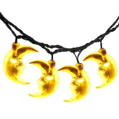 20 LED Moon Shaped String Lights Two Lighting Mode and Solar Energy for House Party Festival Decor(Warm white)