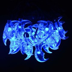 20 LED Moon Shaped String Lights Two Lighting Mode and Solar Energy for House Party Festival Decor(BLUE)