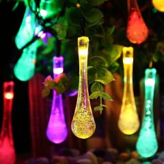 20 LED Water Aque Drop Solar Fairy Lights Waterproof String Lights for Garden Patio Yard Home Parties Multi Color