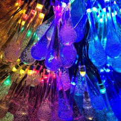 20 LED Water Aque Drop Solar Fairy Lights Waterproof String Lights for Garden Patio Yard Home Parties Multi Color