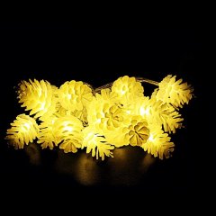 Pinecone Led String Waterproof 20ft 20LED Solar Fairy Starry Lights for Xmas Diwali Halloween Holiday Festival(Warm Whit