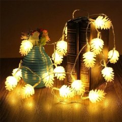 Pinecone Led String Waterproof 20ft 20LED Solar Fairy Starry Lights for Xmas Diwali Halloween Holiday Festival(Warm Whit