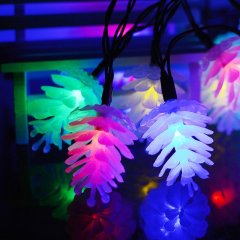 Pinecone Led String Waterproof 20ft 20LED Solar Fairy Starry Lights for Xmas Diwali Halloween Holiday Festival(multico