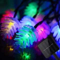 Pinecone Led String Waterproof 20ft 20LED Solar Fairy Starry Lights for Xmas Diwali Halloween Holiday Festival(multico