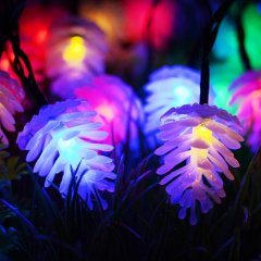 Pinecone Led String Waterproof 20ft 20LED Solar Fairy Starry Lights for Xmas Diwali Halloween Holiday Festival(multico