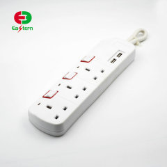 Desktop Charging Station 3 Outlet Power Strip with 2 USB Charging Ports