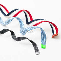 Polyester Flat braided Stripe with silicone tips