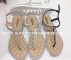 The new designs women sandal with diamond flat shoes for outdoor