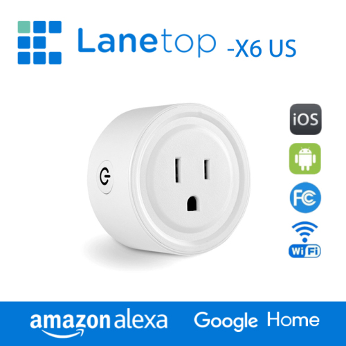LaneTop Mini WiFi Smart Outlet Timing Switch Energy Monitoring No Hub Required X6 US