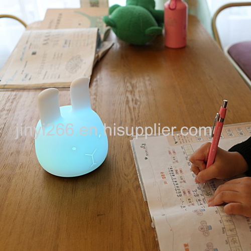 New Portable Co-Sleeping Bunny Night Light Soft Silicone Angora Rabbit Nightlight Energy Efficient LED Light