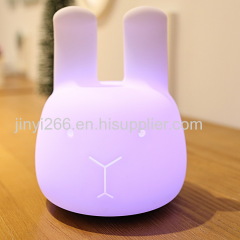 New Portable Co-Sleeping Bunny Night Light Soft Silicone Angora Rabbit Nightlight Energy Efficient LED Light