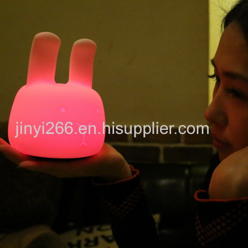 New Portable Co-Sleeping Bunny Night Light Soft Silicone Angora Rabbit Nightlight Energy Efficient LED Light