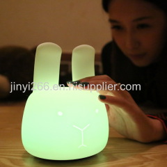 New Portable Co-Sleeping Bunny Night Light Soft Silicone Angora Rabbit Nightlight Energy Efficient LED Light