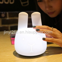 New Portable Co-Sleeping Bunny Night Light Soft Silicone Angora Rabbit Nightlight Energy Efficient LED Light