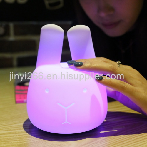 New Portable Co-Sleeping Bunny Night Light Soft Silicone Angora Rabbit Nightlight Energy Efficient LED Light