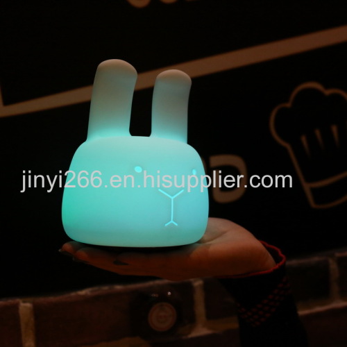 New Portable Co-Sleeping Bunny Night Light Soft Silicone Angora Rabbit Nightlight Energy Efficient LED Light