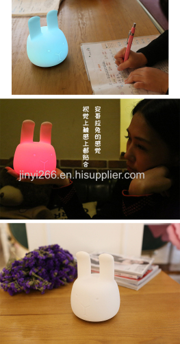 New Portable Co-Sleeping Bunny Night Light Soft Silicone Angora Rabbit Nightlight Energy Efficient LED Light