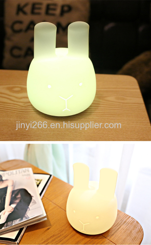 New Portable Co-Sleeping Bunny Night Light Soft Silicone Angora Rabbit Nightlight Energy Efficient LED Light