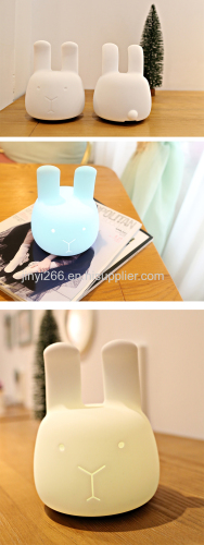 New Portable Co-Sleeping Bunny Night Light Soft Silicone Angora Rabbit Nightlight Energy Efficient LED Light