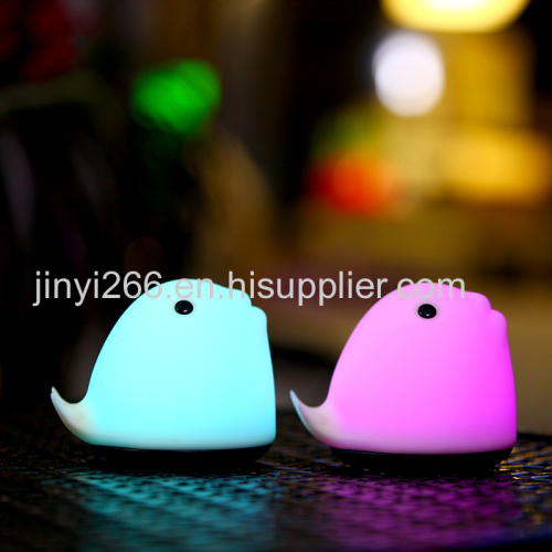 Baby Nursery Lamp Rechargeable Whale Silicone LED Soft Safe Night Lighting Sensitive Tap Control 7 Colors for Kids as Gi