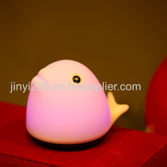Baby Nursery Lamp Rechargeable Whale Silicone LED Soft Safe Night Lighting Sensitive Tap Control 7 Colors for Kids as Gi
