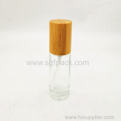 30ml clear frosted glass bottle with bamoo lid cosmetic bottle packaging bamboo bottle customized bottle spray