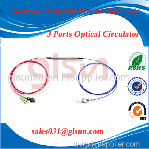 GLSUN 3 ports Polarization Insensitive fiber Optic Circulator for DWDM systems and bi-direction communication systems