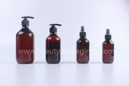 200ml 300ml Amber Round Plastic Lotion Pump Bottles