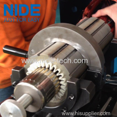 Long stack length pump motor stator coil winding inserting machine