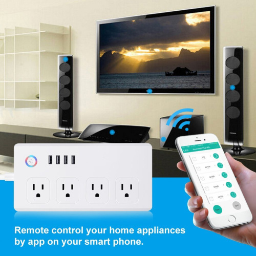 4 AC Outlets 4 USB Ports Remote Control WiFi Smart Plug