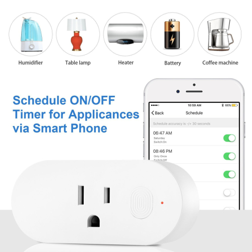16A Wi-Fi Enabled Mini Smart Outlet Remote Control with Timer