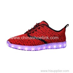 Boost Sply Red fly knitting shoes with LED lights exporter