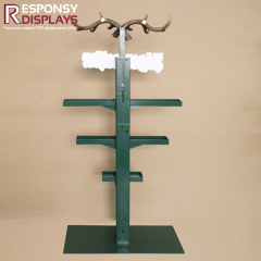 New design green floor metal wine display rack with antler