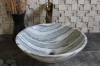 Cloudy White Marble Round Sinks Bathroom Washing Basin