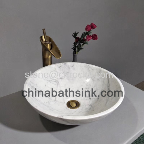 Guangxi White Bathroom Basin Carrara White Marble Sinks