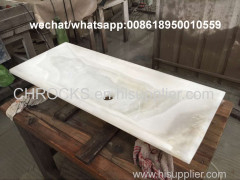 White onyx bathroom rectangle vessel sinks stone wash basin