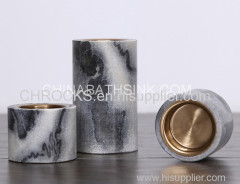 china cloudy grey marble bathroom cylinder candle holder stone candlestick