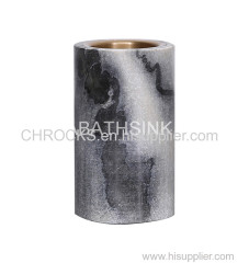 china cloudy grey marble bathroom cylinder candle holder stone candlestick