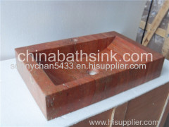 Red Travertine Stone Sink and Basin