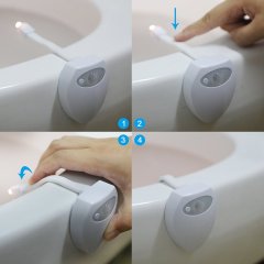 modern design rechargeable battery 8 colorful PIR motion sensor mini led toilet night light