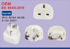 British UK to 2 pole Euro CEE7-16 plug adapter