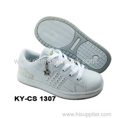 China skateboard shoe full white school shoes